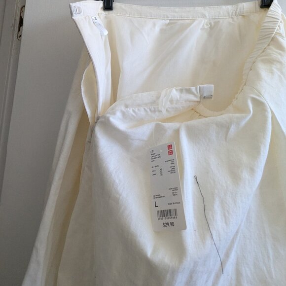 BNWT UNIQLO White Cotton Linen Blend Skirt - Picture 3 of 4